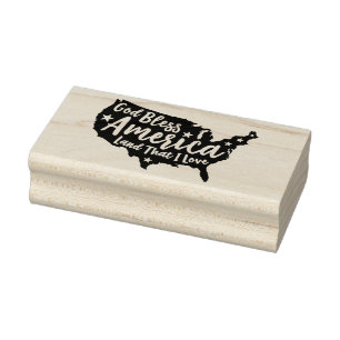 God Bless America Rubber Art Stamp