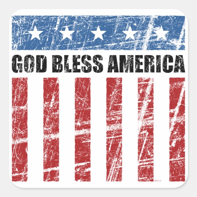 God Bless America Square Sticker (Front)