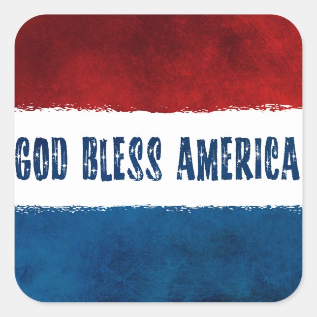 GOD BLESS AMERICA Square Stickers (Front)