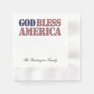 God Bless America Stars and Stripes Patriotic Napkin