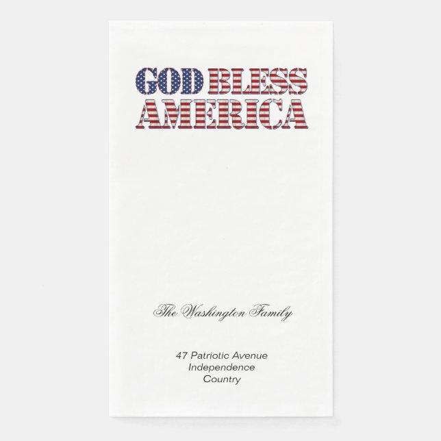 God Bless America Stars and Stripes Patriotic Napkin (Front)