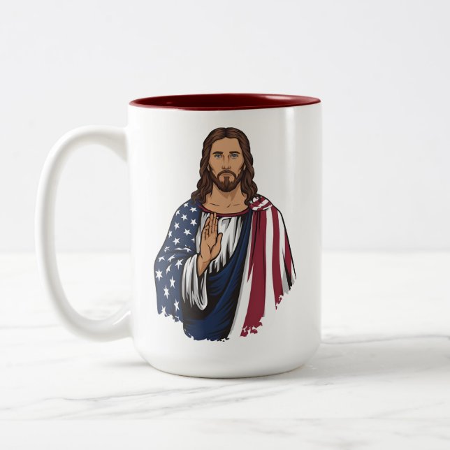 God bless America Two-Tone Coffee Mug (Left)