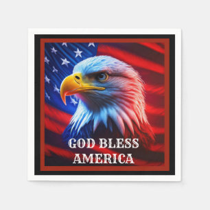 God Bless America US Flag Bald Eagle Napkin