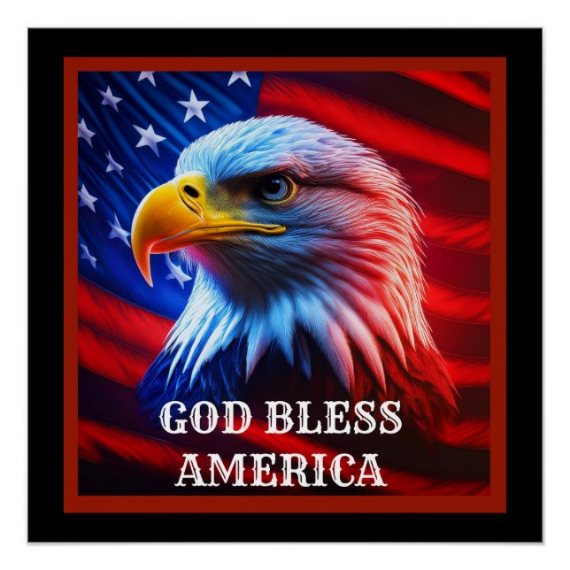 God Bless America US Flag Bald Eagle Poster (Front)