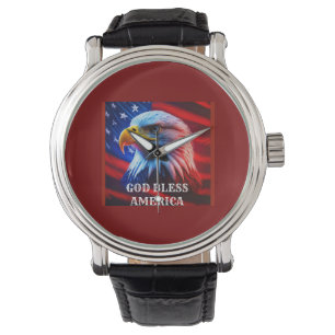 God Bless America US Flag Bald Eagle Watch