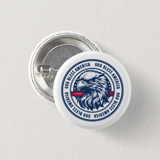 God Bless America, USA eagle in circle 3 Cm Round Badge (Front & Back)