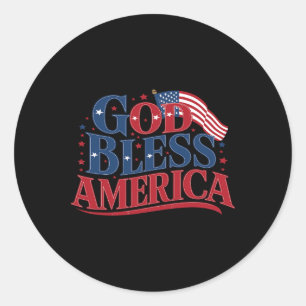 God Bless America Usa Flag 4th Of July Patriotic 1 Classic Round Sticker