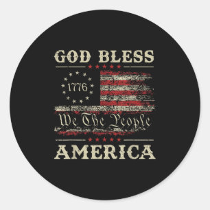 God Bless America Usa Flag 4th Of July Patriotic Classic Round Sticker