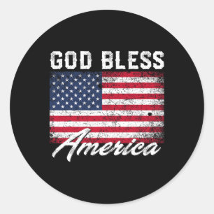 God Bless America Usa Flag 4th Of July Patriotic  Classic Round Sticker