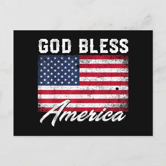 God Bless America USA Flag 4th of July Patriotic Holiday Postcard (Front)