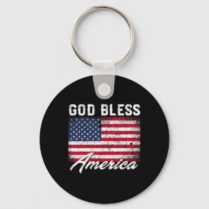 God Bless America Usa Flag 4th Of July Patriotic Key Ring