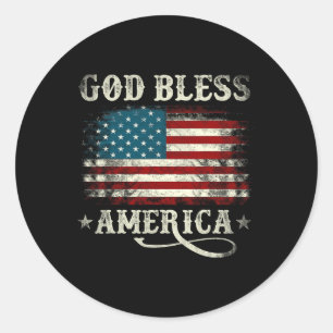God Bless America Usa Flag 4th Of July Patriotic M Classic Round Sticker