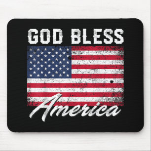 God Bless America USA Flag 4th of July Patriotic Mouse Mat