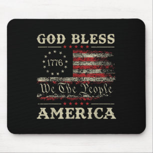 God Bless America Usa Flag 4th Of July Patriotic Mouse Mat
