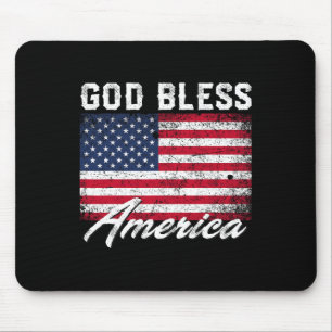 God Bless America Usa Flag 4th Of July Patriotic  Mouse Mat