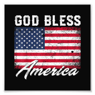 God Bless America USA Flag 4th of July Patriotic Photo Print