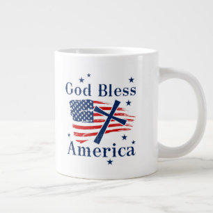 God Bless America USA Flag Large Coffee Mug