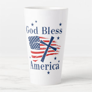 God Bless America USA Flag Latte Mug