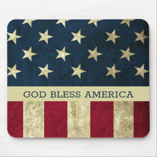 God Bless America USA Flag Stars And Stripes Mouse Mat