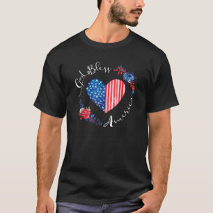 God Bless America USA Heart Patriotic Boho July 4t T-Shirt