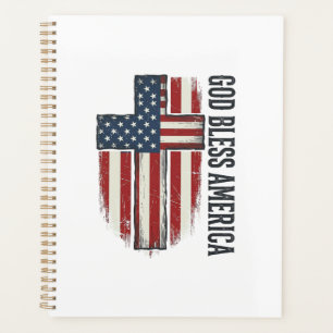 God Bless America Vintage Patriotic Cross Design_1 Planner
