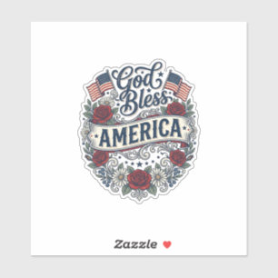 God Bless America Vintage Patriotic Floral