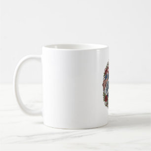 God Bless America Vintage Patriotic Floral Coffee Mug