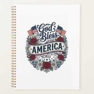 God Bless America Vintage Patriotic Floral Planner