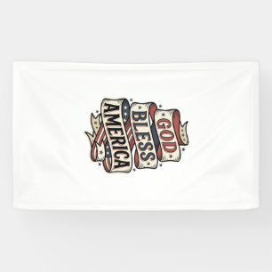 God Bless America Vintage Patriotic Vector Design_ Banner