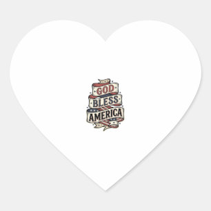 God Bless America Vintage Patriotic Vector Design_ Heart Sticker