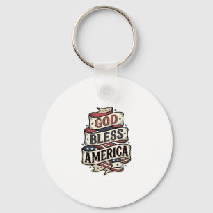 God Bless America Vintage Patriotic Vector Design_ Key Ring