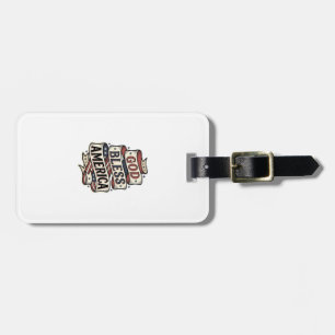 God Bless America Vintage Patriotic Vector Design_ Luggage Tag