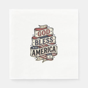God Bless America Vintage Patriotic Vector Design_ Napkin