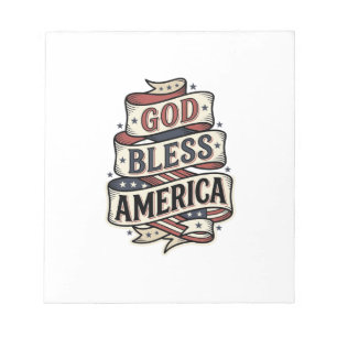 God Bless America Vintage Patriotic Vector Design_ Notepad