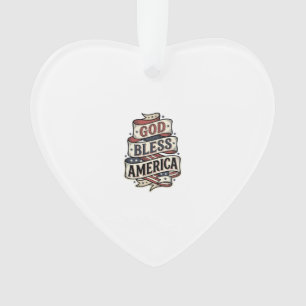 God Bless America Vintage Patriotic Vector Design_ Ornament