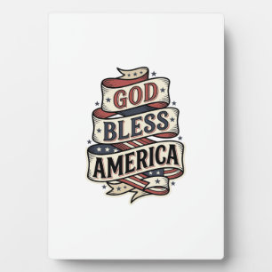 God Bless America Vintage Patriotic Vector Design_ Plaque