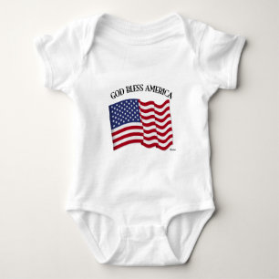 GOD BLESS AMERICA with US flag Baby Bodysuit