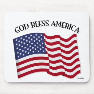 GOD BLESS AMERICA with US flag Mouse Mat