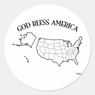 GOD BLESS AMERICA with US outline Classic Round Sticker