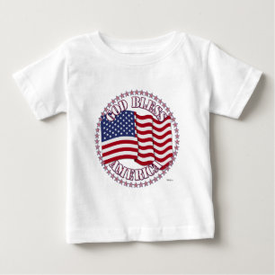 God Bless America With USA Flag And 50 Stars Baby T-Shirt
