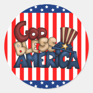 God Bless America word art sticker