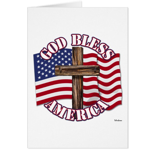 God Bless American with USA Flag & Cross (Front)