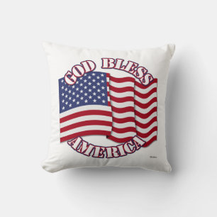 God Bless American with USA Flag Cushion