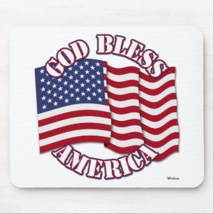 God Bless American with USA Flag Mouse Mat