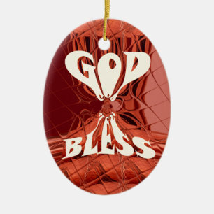 God Bless Art Print Ceramic Tree Decoration