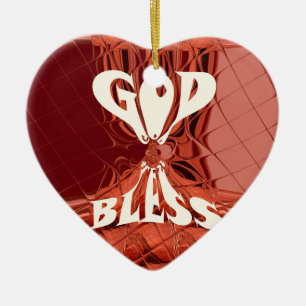 God Bless Art Print Ceramic Tree Decoration