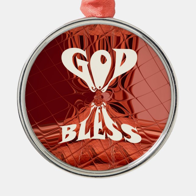 God Bless Art Print Metal Tree Decoration (Front)