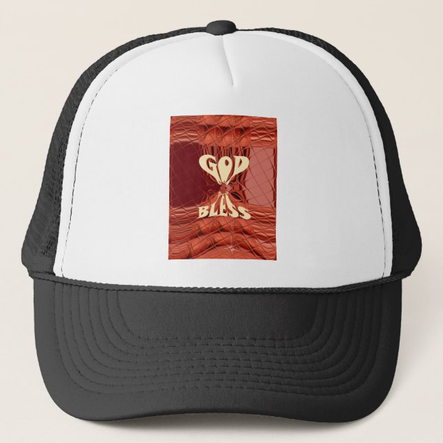 God Bless Art Print Trucker Hat (Front)