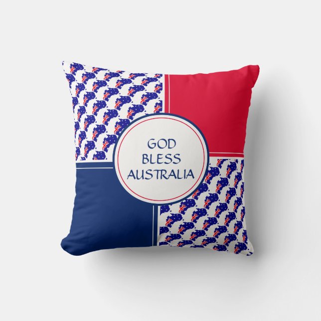 GOD BLESS AUSTRALIA Patriotic Australian Flag Cushion (Front)