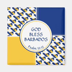 GOD BLESS   BARBADOS Flag Magnet